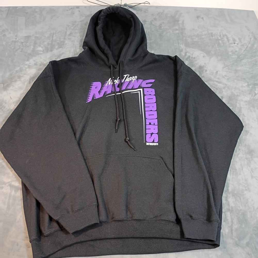 Gildan Nick Tharp Racing Borders Motorsports Hoodie Black Purple XL